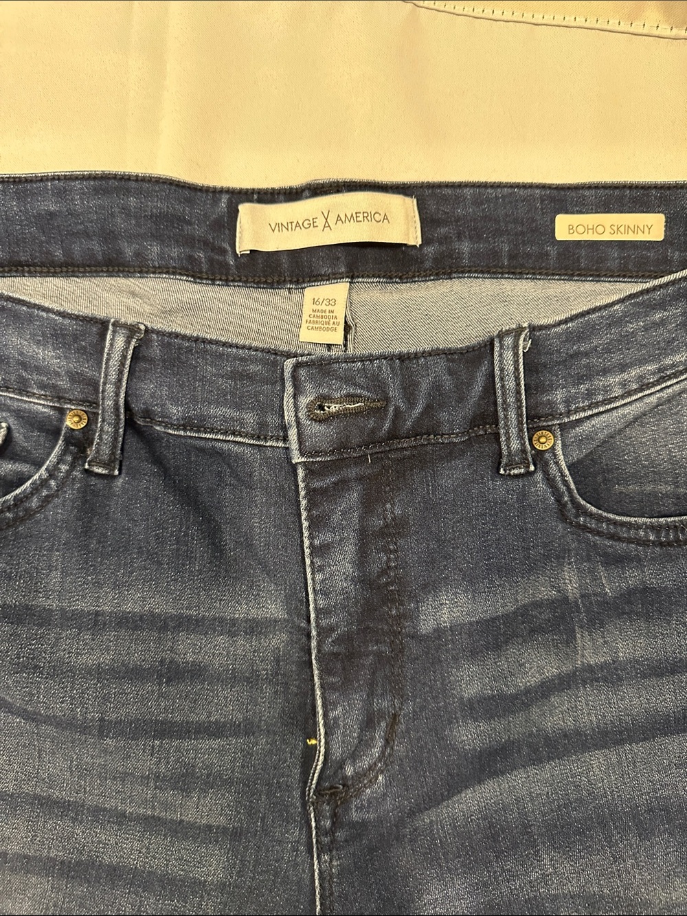 Vintage America Blue Boho Skinny Jeans